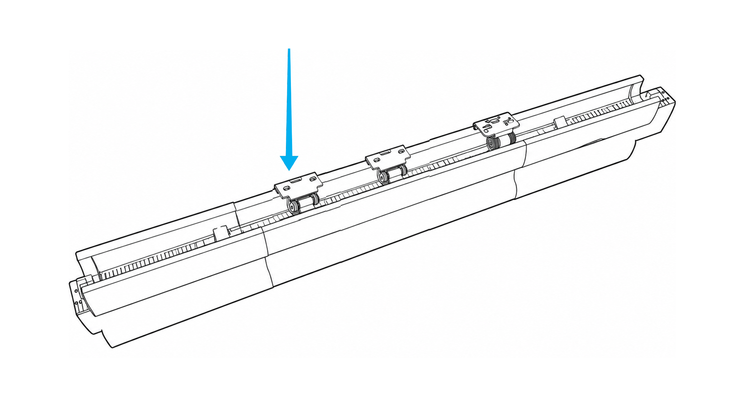 Three brackets clipped onto the shade