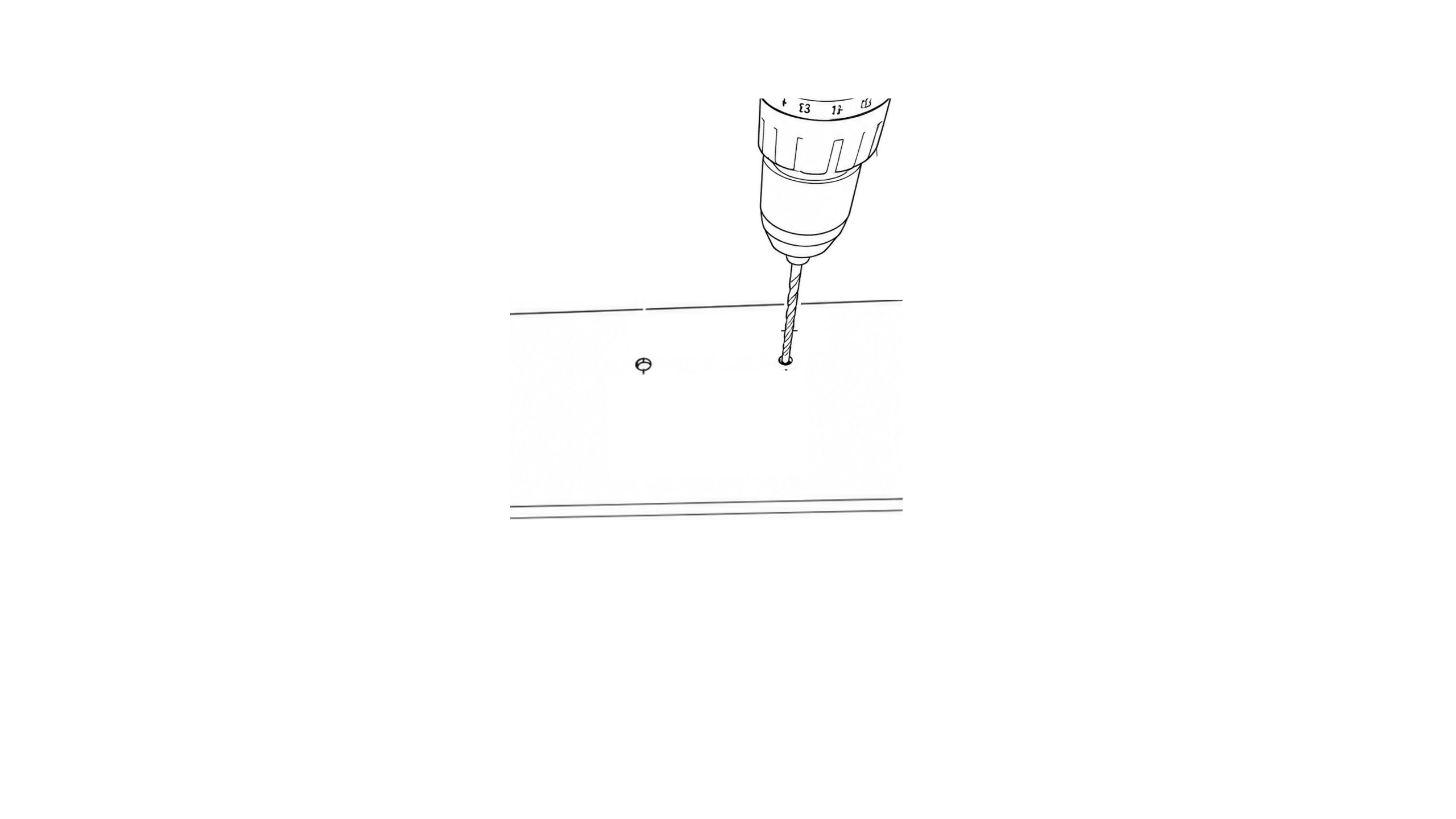 Drilling pilot holes at marked locations